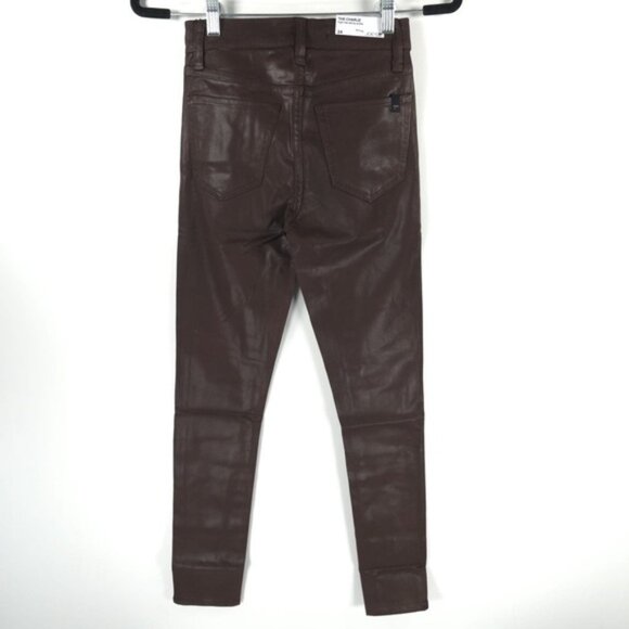 NWT JOE’S THE CHARLIE High Rise Coated Skinny Ankle Brown Pants Size 24 - Picture 6 of 16